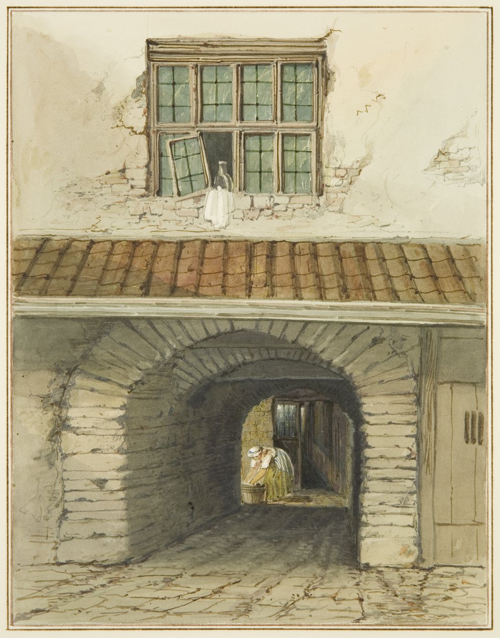 Passage Archway przy Marsh Street za Domem (akwarela na papierze) autorstwa Thomas Leeson the Elder Rowbotham