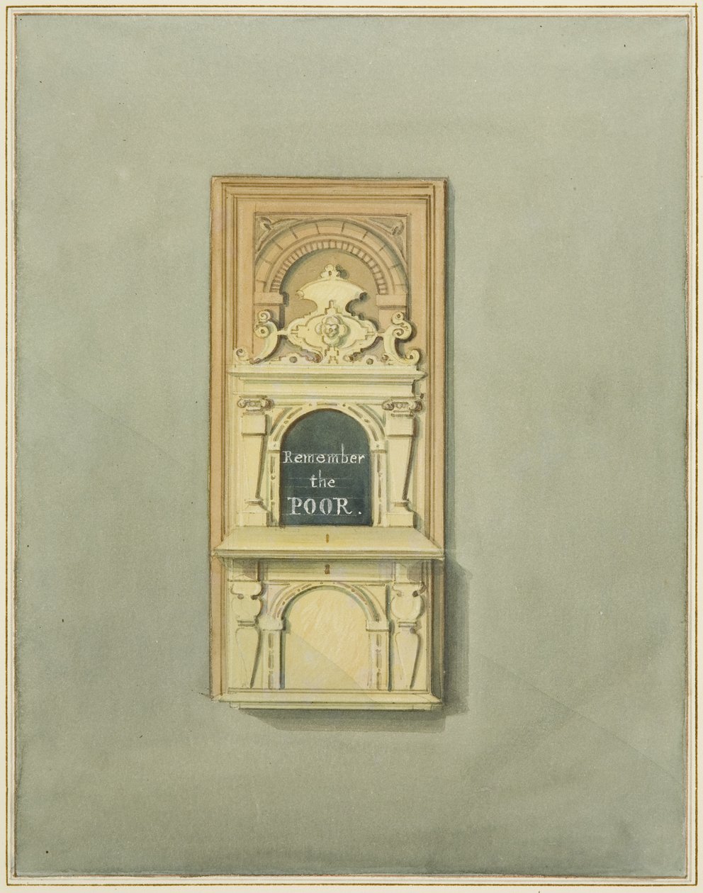 Biedna Skrzynia w Kościele Św. Jana (akwarela na papierze) autorstwa Thomas Leeson the Elder Rowbotham