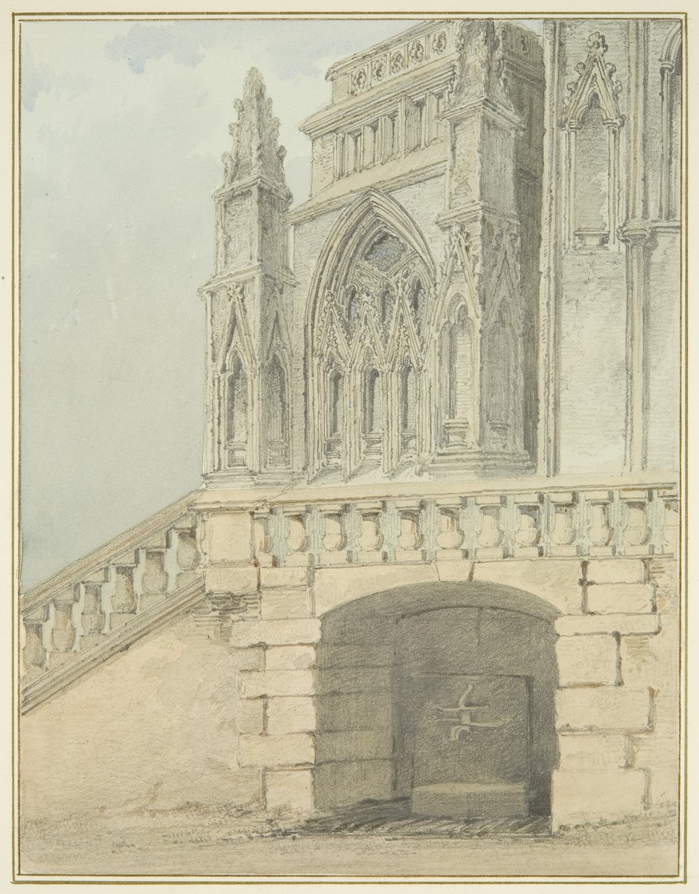 Redcliffe Conduit i część North Porch (akwarela na papierze) autorstwa Thomas Leeson the Elder Rowbotham