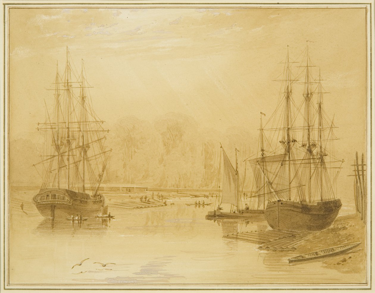 Ropewalk w Wapping, West Indiaman „Union” po lewej autorstwa Thomas Leeson the Elder Rowbotham