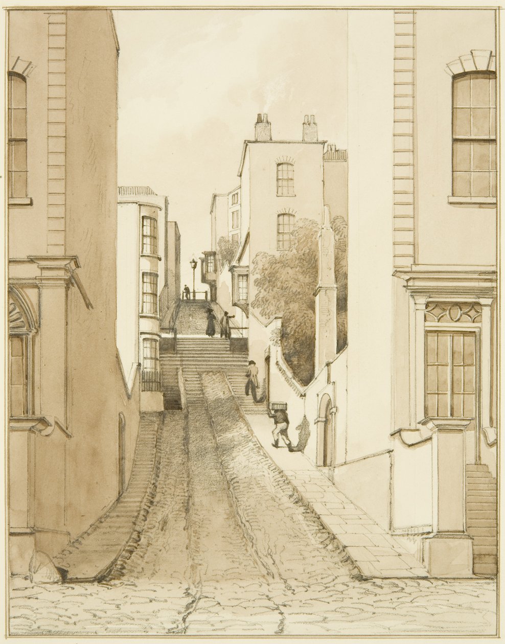 Spring Hill z King Square (ołówek i akwarela na papierze) autorstwa Thomas Leeson the Elder Rowbotham