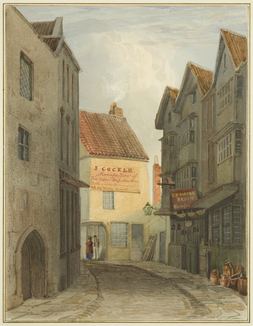 Ulica Św. Mikołaja od skrzyżowania z Corn Street (akwarela na papierze) autorstwa Thomas Leeson the Elder Rowbotham