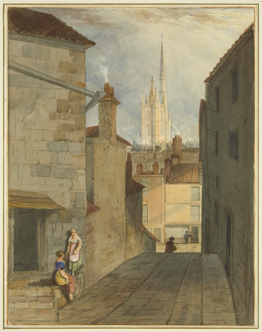 Kroki od Trenchard Lane do Host Street (akwarela na papierze) autorstwa Thomas Leeson the Elder Rowbotham