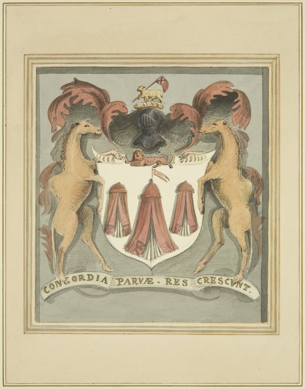 Ramiona krawców na przytułkach kupców Taylorów (ołówek i akwarela na papierze) autorstwa Thomas Leeson the Elder Rowbotham