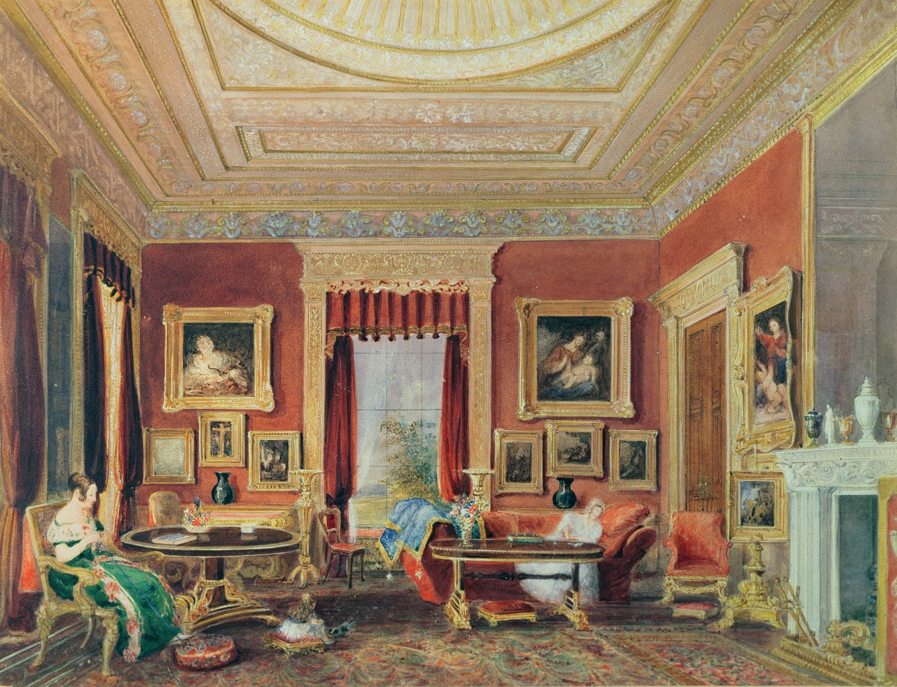 Salonik, Leigh Court, Bristol, ok. 1840 (akwarela na papierze) autorstwa Thomas Leeson the Elder Rowbotham