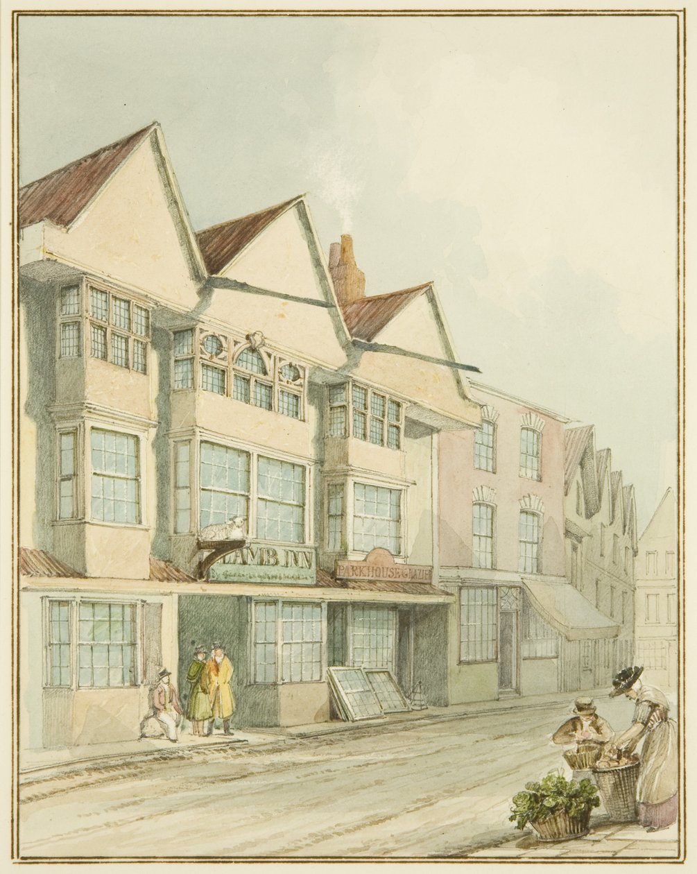 The Lamb Inn, West Street (akwarela na papierze) autorstwa Thomas Leeson the Elder Rowbotham