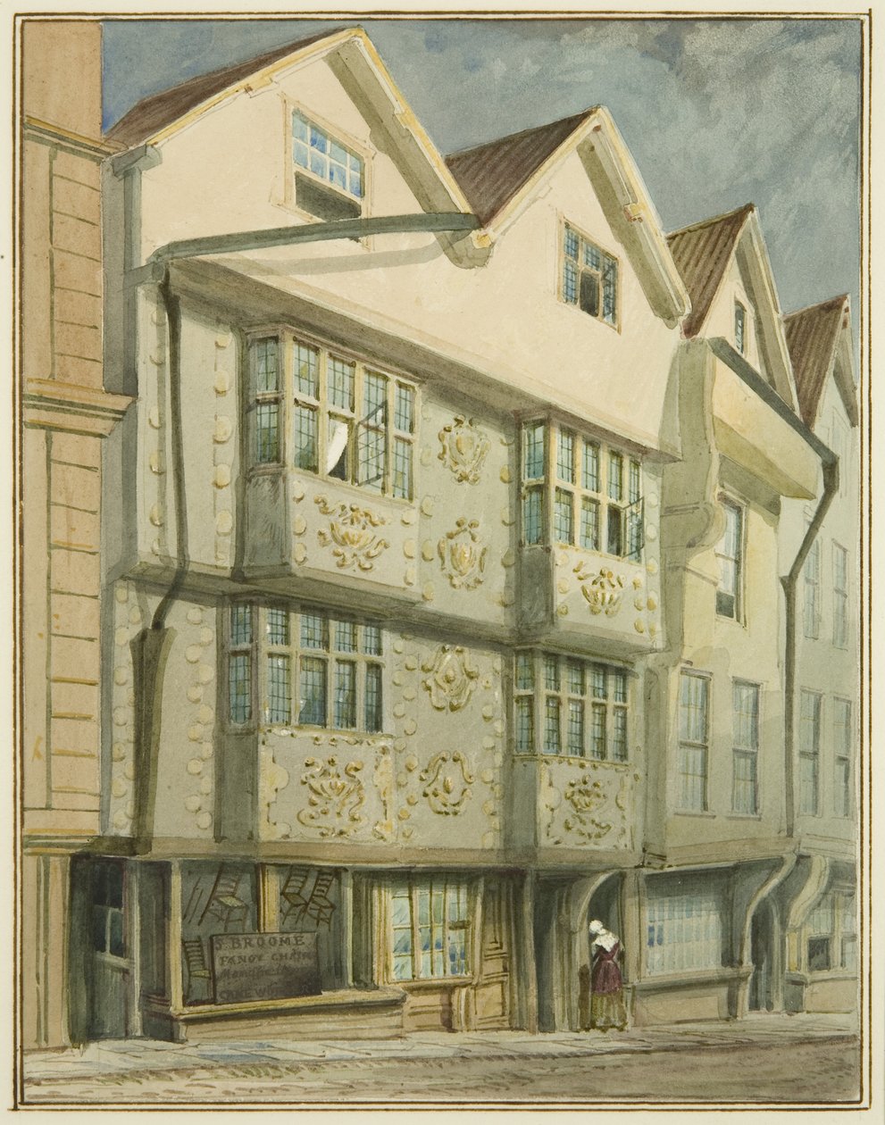 Północna strona Baldwin Street (akwarela na papierze) autorstwa Thomas Leeson the Elder Rowbotham