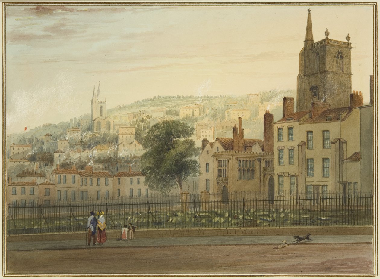 Widok z cmentarza św. Jakuba (ołówek i akwarela na papierze) autorstwa Thomas Leeson the Elder Rowbotham