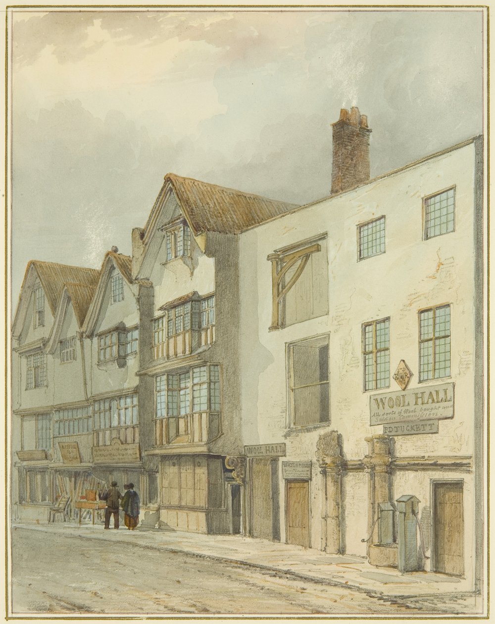 Wool Hall przy Thomas Street (akwarela na papierze) autorstwa Thomas Leeson the Elder Rowbotham