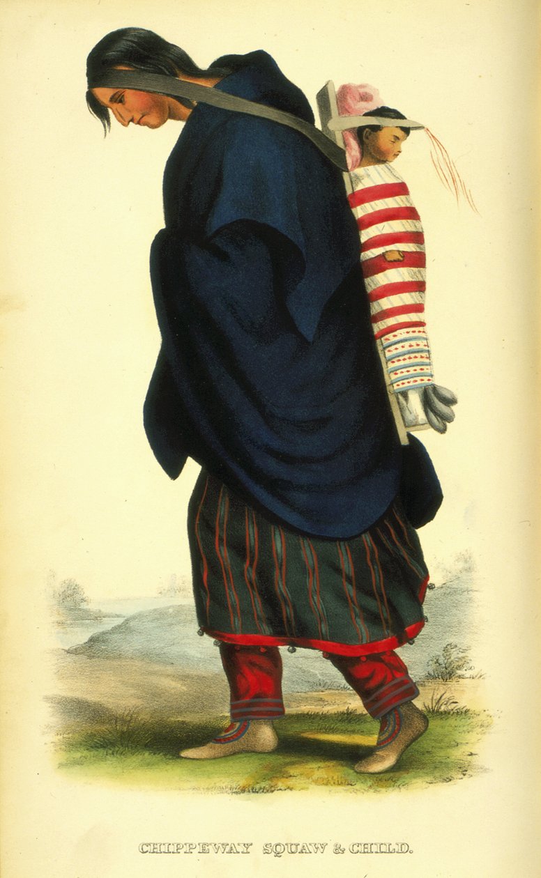 Squaw Chippeway i dziecko, 1848 (ręcznie kolorowana lito) autorstwa Thomas Loraine McKenney