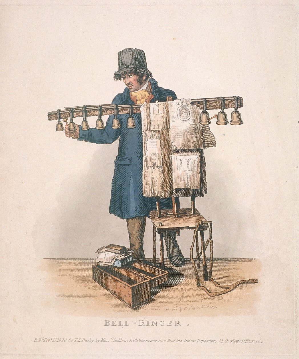 Dzwonnik ze stojakiem na swoje dzwony, 1820 autorstwa Thomas Lord Busby