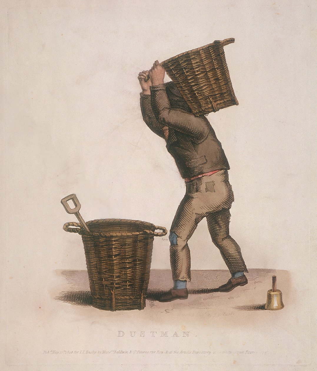 Śmieciarz niosący na plecach kosz ze śmieciami, 1820 autorstwa Thomas Lord Busby