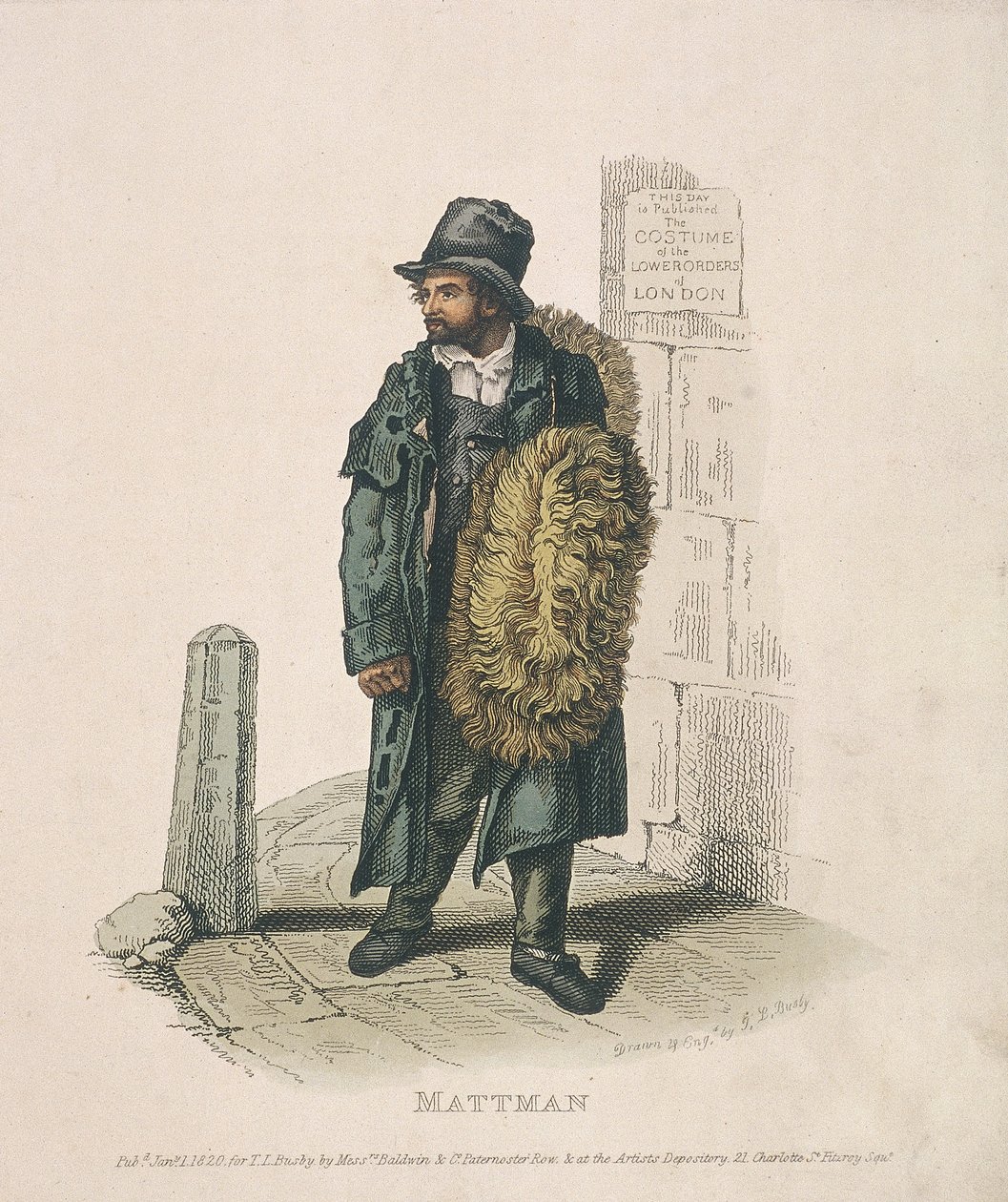 Sprzedawca mat niosący swoje towary na ramieniu, 1820 autorstwa Thomas Lord Busby