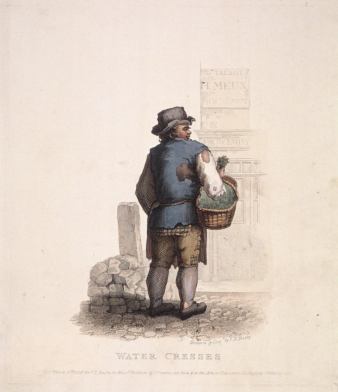 Sprzedawca rukwi wodnej z koszem na ramieniu, 1820 autorstwa Thomas Lord Busby