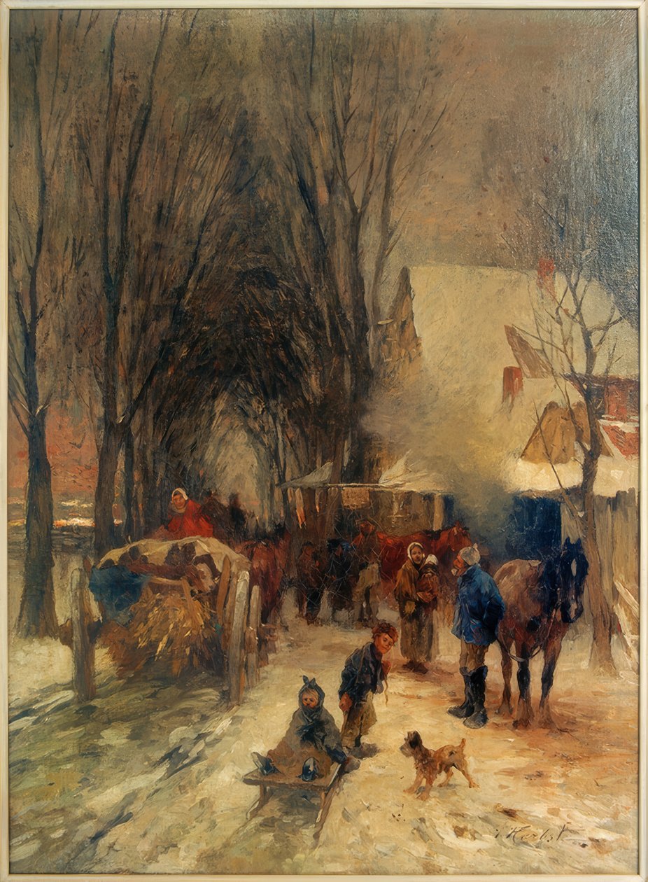 Wiejska ulica zimą autorstwa Thomas Ludwig Herbst