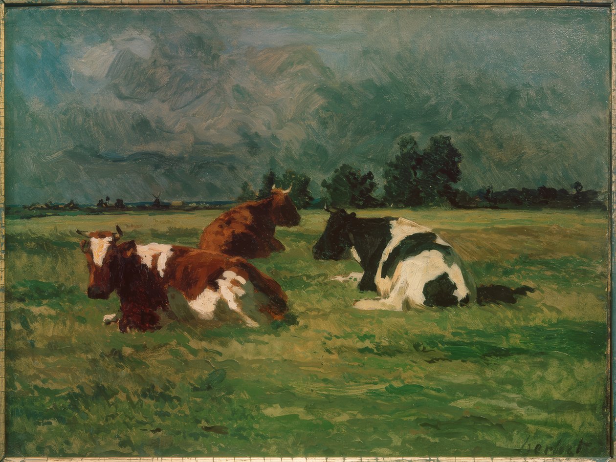 Trzy krowy na pastwisku autorstwa Thomas Ludwig Herbst