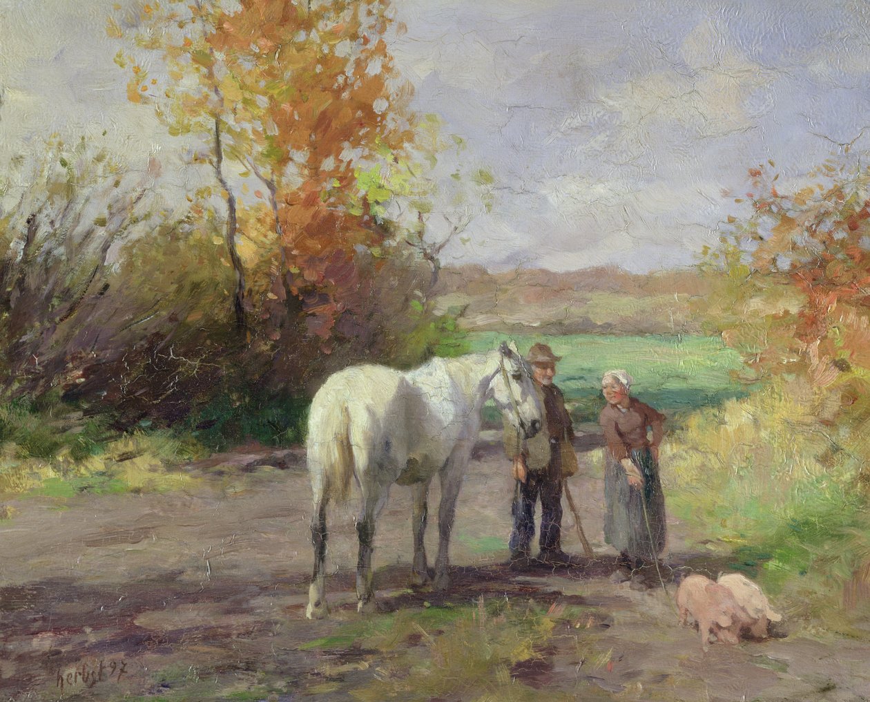 Spotkanie w drodze na pole, 1897 autorstwa Thomas Ludwig Herbst
