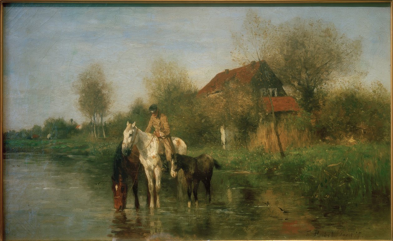 Konie na wodzie autorstwa Thomas Ludwig Herbst
