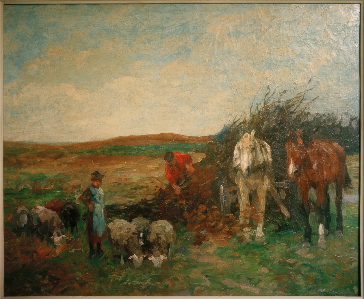 Wóz chrustowy i owce autorstwa Thomas Ludwig Herbst
