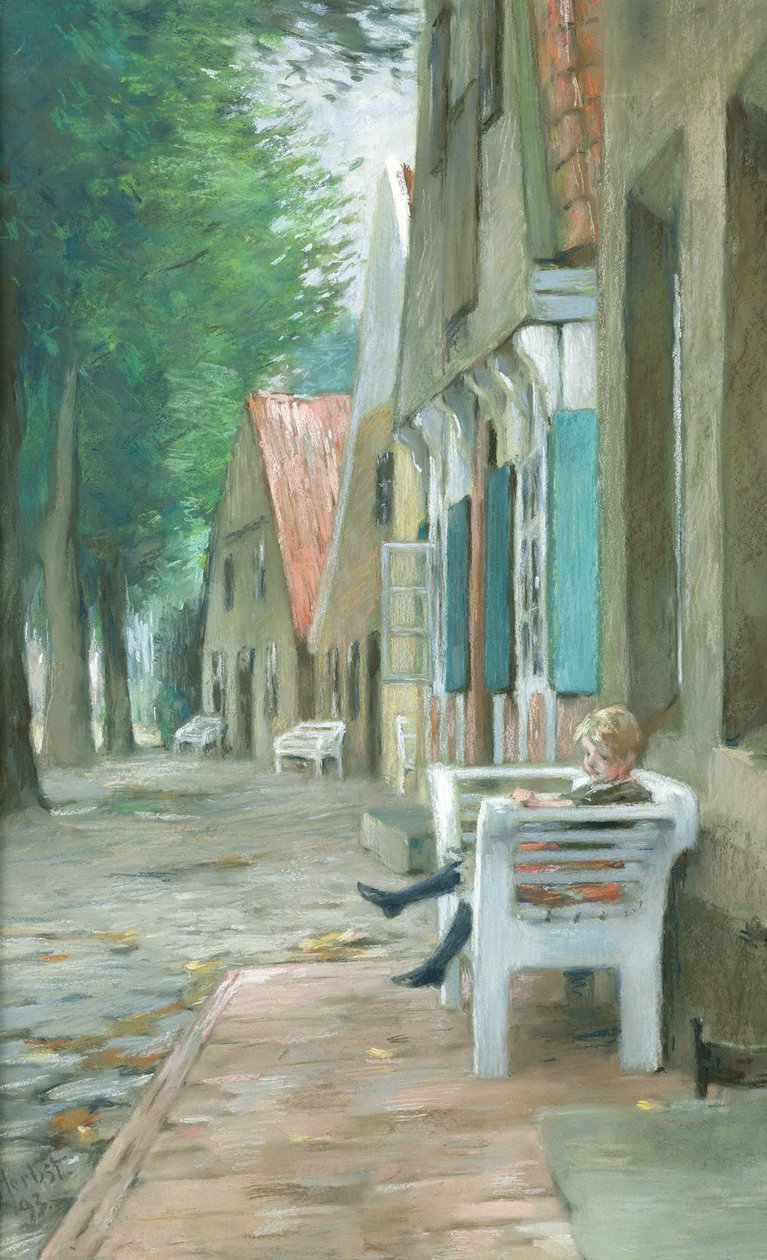 Ulica w Altenbruch, 1893 (pastel na papierze) autorstwa Thomas Ludwig Herbst