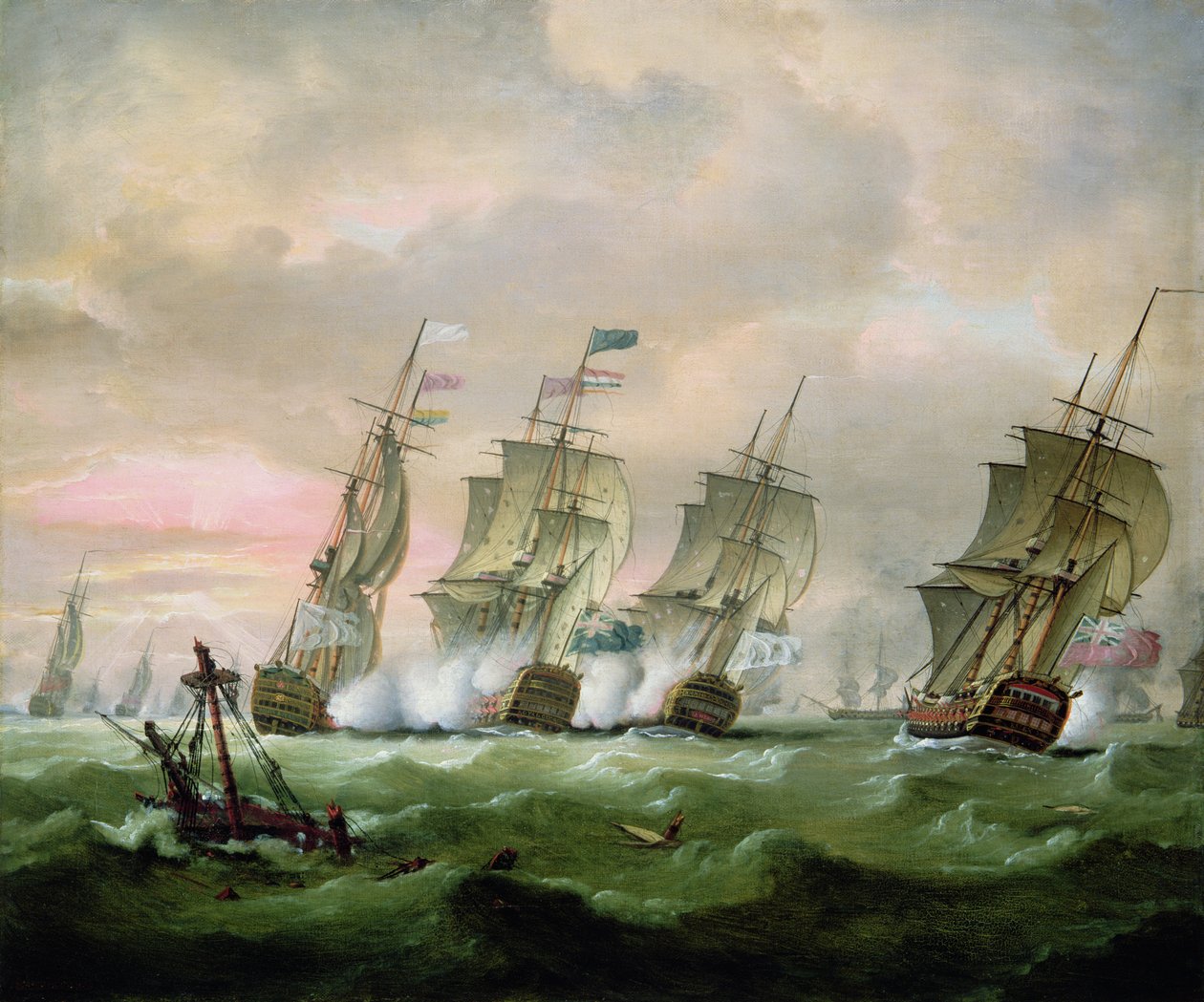 Admirał Sir Edward Hawke pokonujący admirała M. de Conflans w Zatoce Biskajskiej autorstwa Thomas Luny