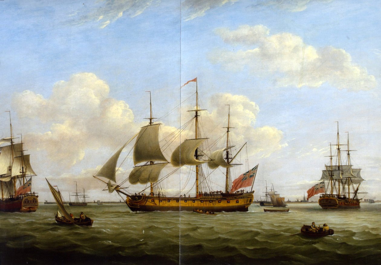 HMS Maria Anna-Earl of Chatham- Achilles-Thomas Luny autorstwa Thomas Luny