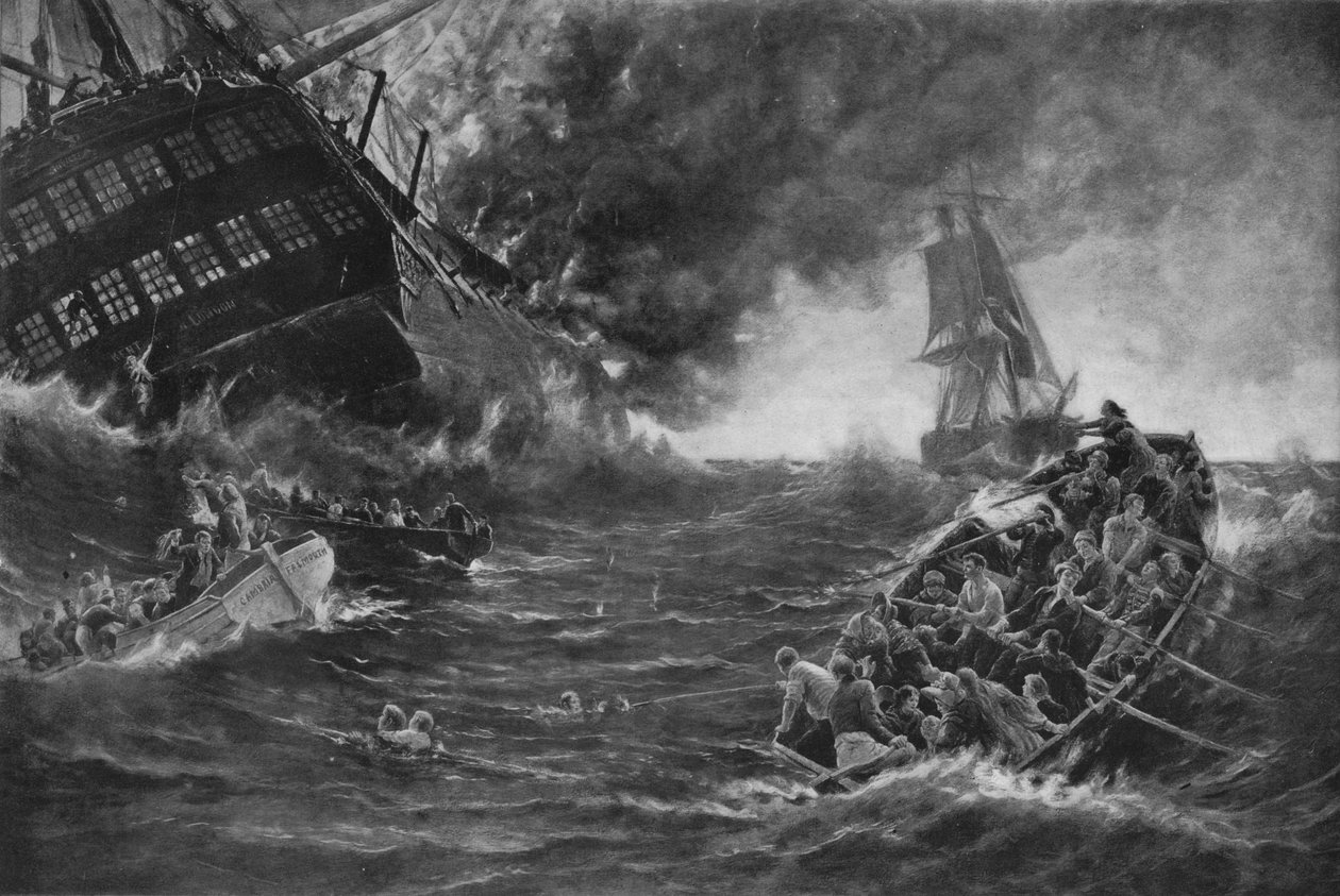 „Spalanie Kentu”, c1893, 1911 autorstwa Thomas M M Hemy