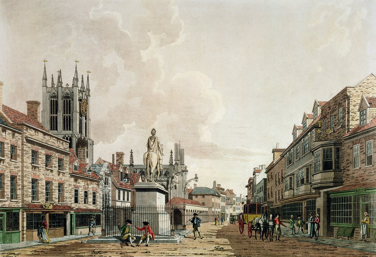 The Market Place, Hull, patrząc na północ autorstwa Thomas Malton Jnr.