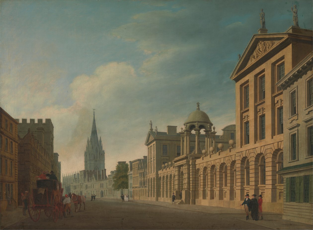High Street, Oxford [1799, Royal Academy of Arts, Londyn, katalog wystawy] autorstwa Thomas Malton the Younger