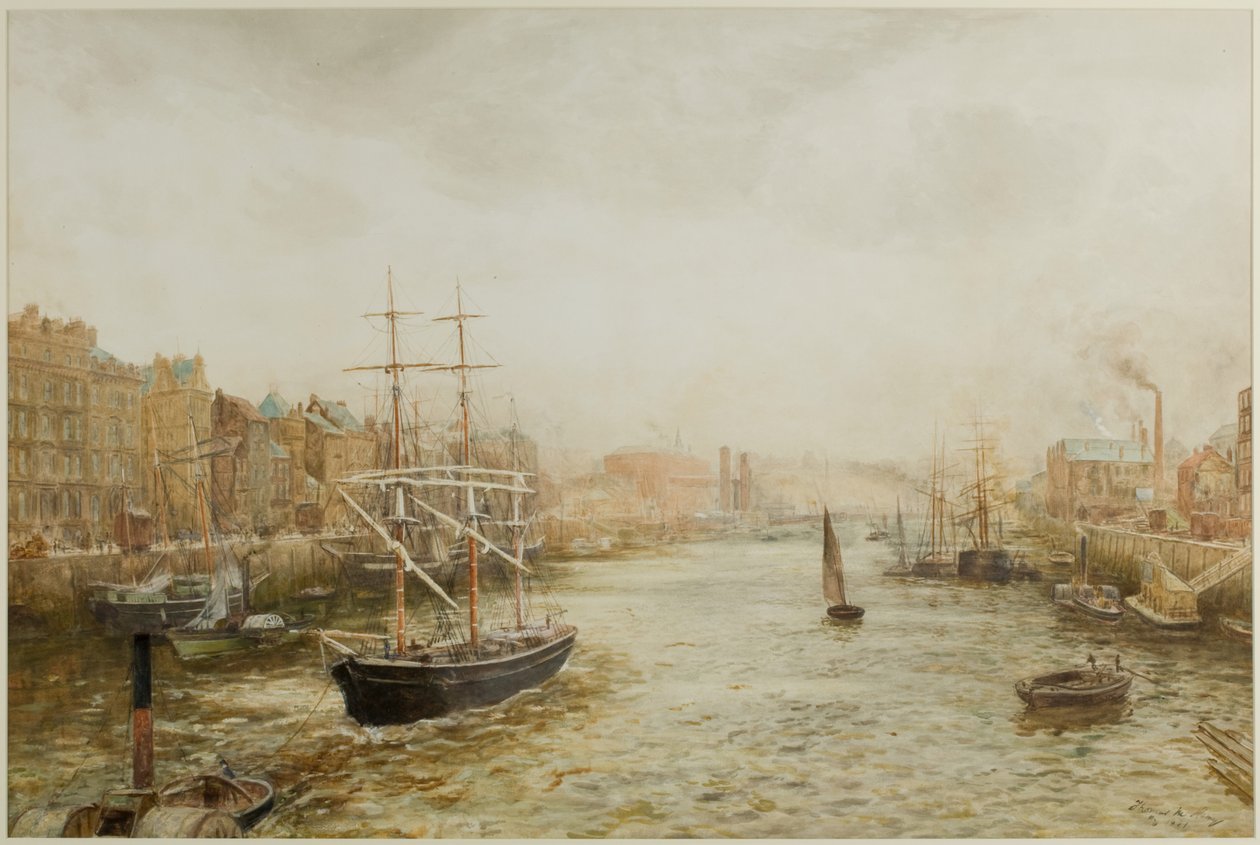 The Quayside, Newcastle (akwarela na papierze) autorstwa Thomas Marie Madawaska Hemy