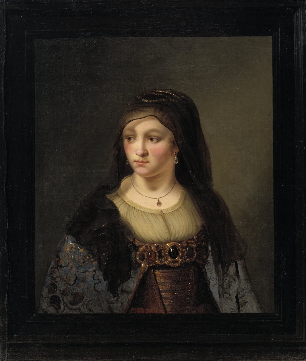 Portret damy w welonie autorstwa Thomas Mathisen