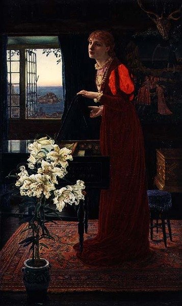 „Dzień się skończył, pieśń się skończyła”, ok. 1872 (olej na płótnie) (szczegóły w 123803) autorstwa Thomas Matthews Rooke