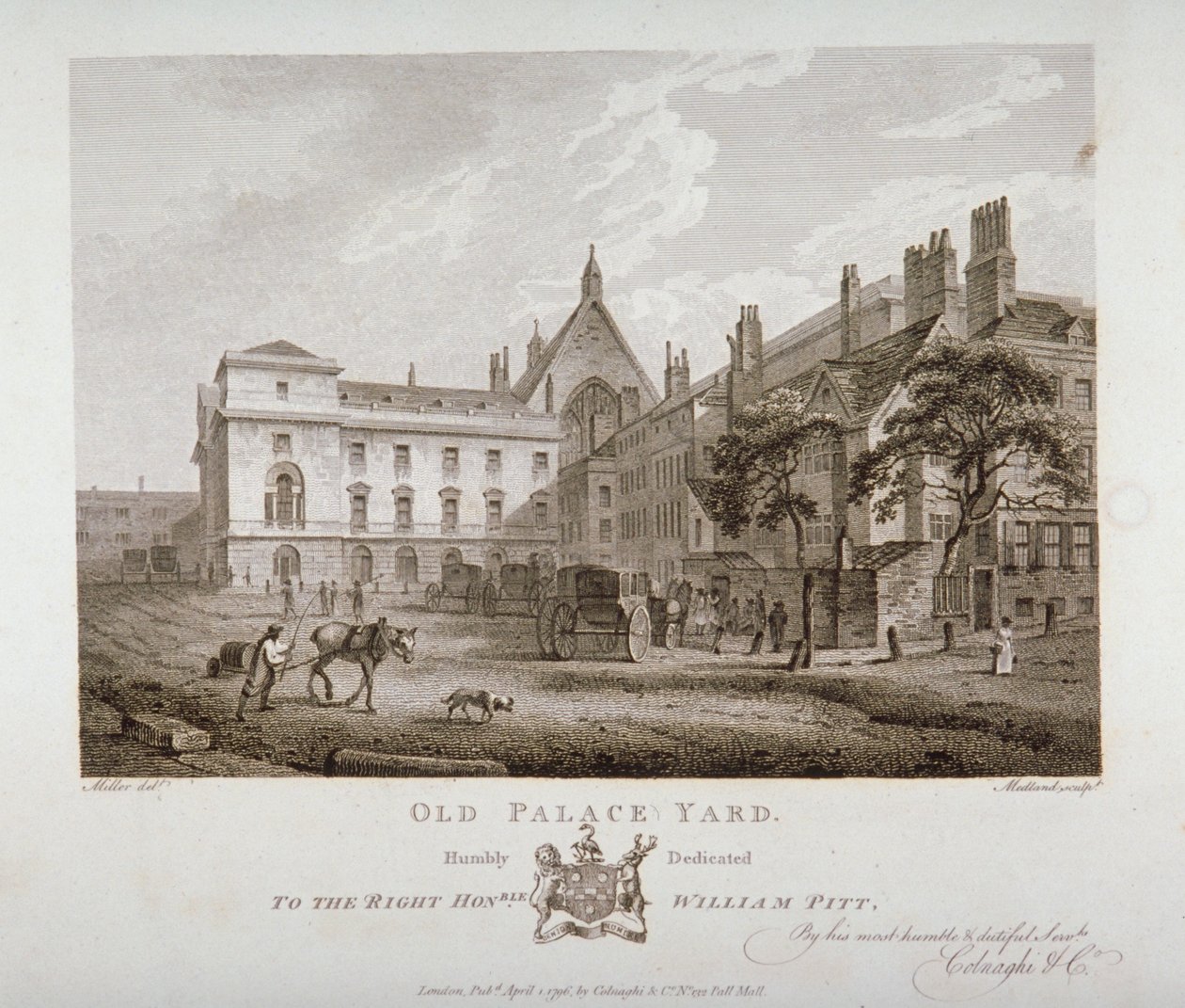 Old Palace Yard, Westminster, Londyn, 1796 autorstwa Thomas Medland