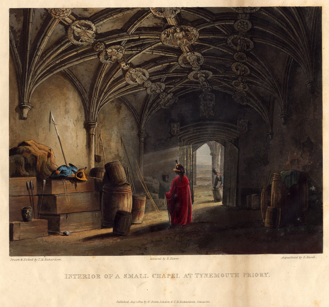 Wnętrze małej kaplicy w Tynemouth Priory, 1820 autorstwa Thomas Miles Richardson