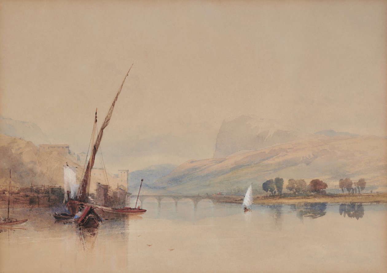 Włoska scena nad jeziorem autorstwa Thomas Miles Richardson