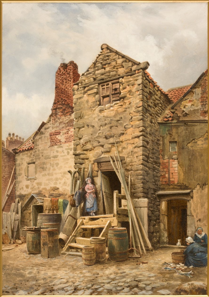 Old Sparrow Hall, Cullercoats (akwarela, ołówek i wc na papierze) autorstwa Thomas Miles Richardson