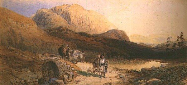 Powrót ze wzgórza (akwarela) autorstwa Thomas Miles Richardson