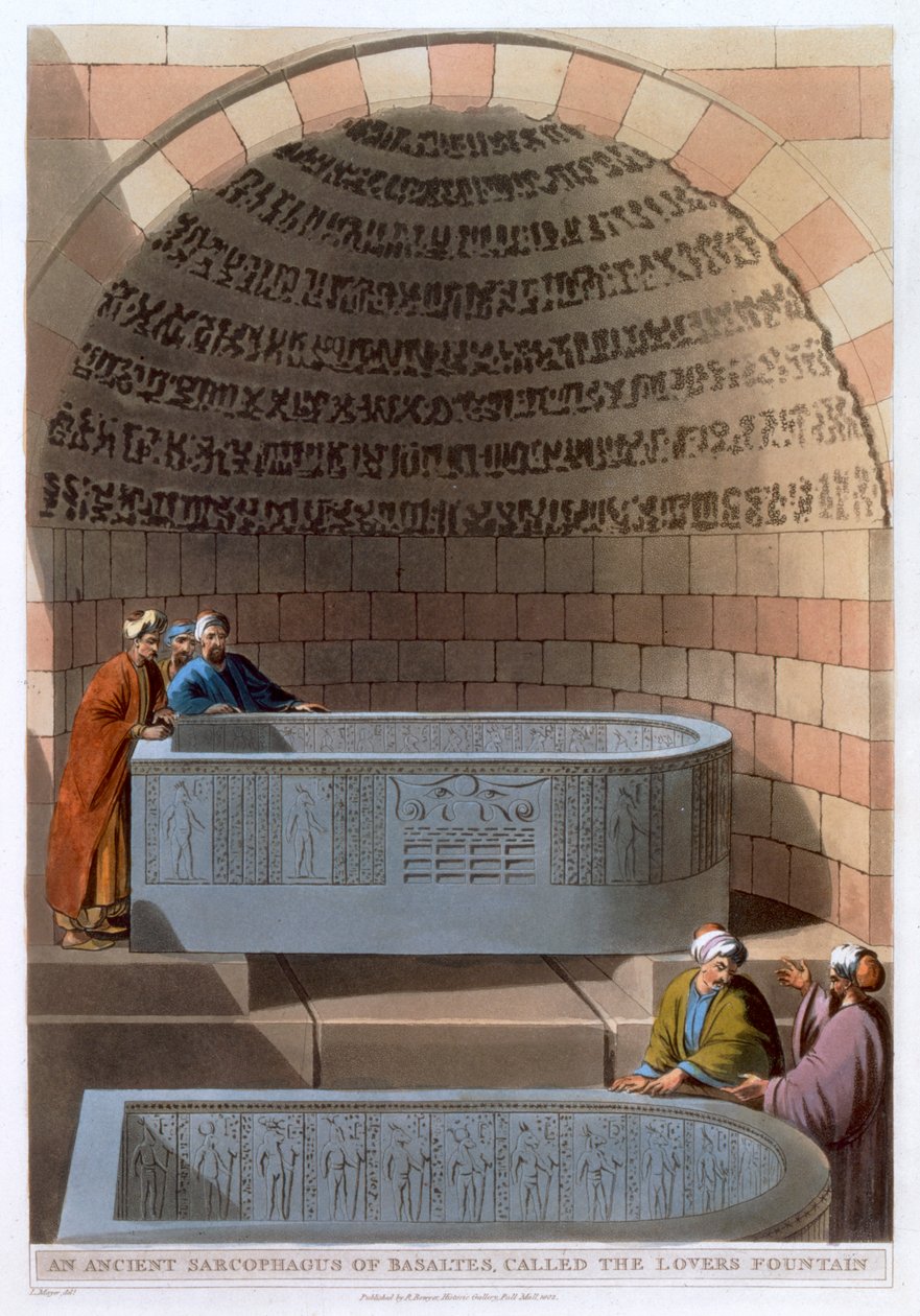 „Starożytny sarkofag z Basaltesa, zwany Fontanną Kochanków”, 1802 autorstwa Thomas Milton