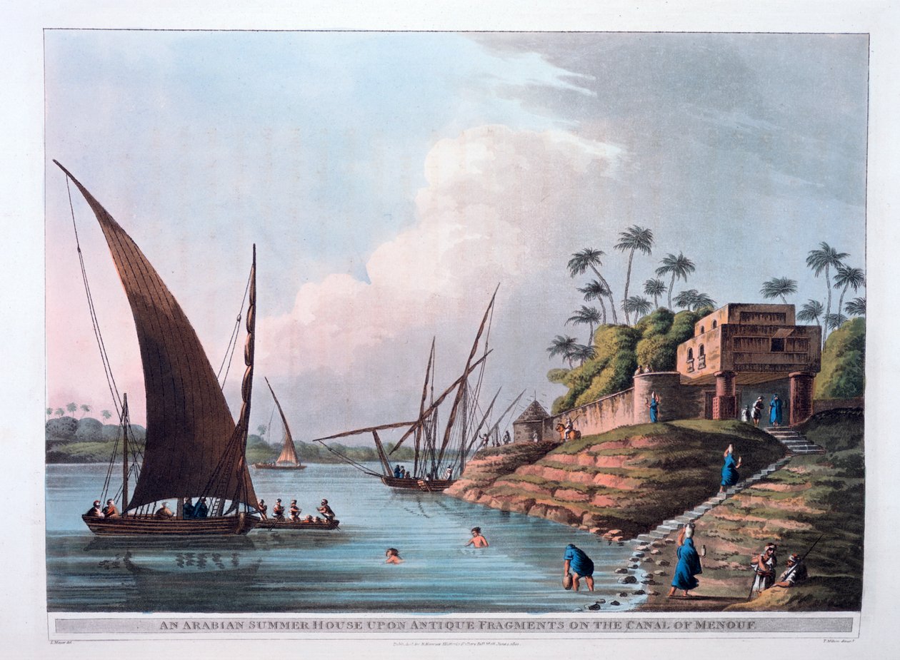 Arabski Dom Letni nad Kanałem Menouf, Egipt, 1801 autorstwa Thomas Milton