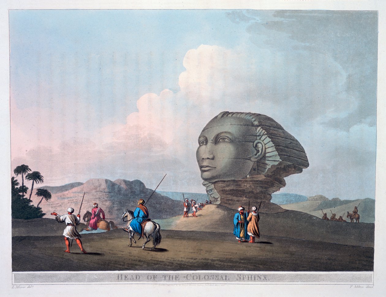 Głowa kolosalnego sfinksa, Giza, Egipt, 1801 autorstwa Thomas Milton