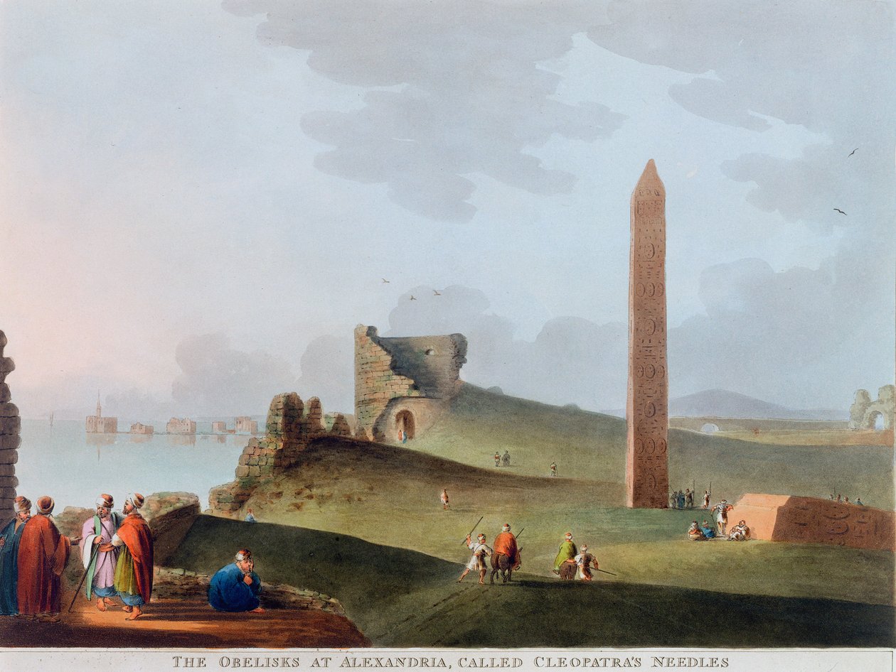 „Obeliski w Aleksandrii, zwane Igłami Kleopatry”, Egipt, 1802 r. autorstwa Thomas Milton