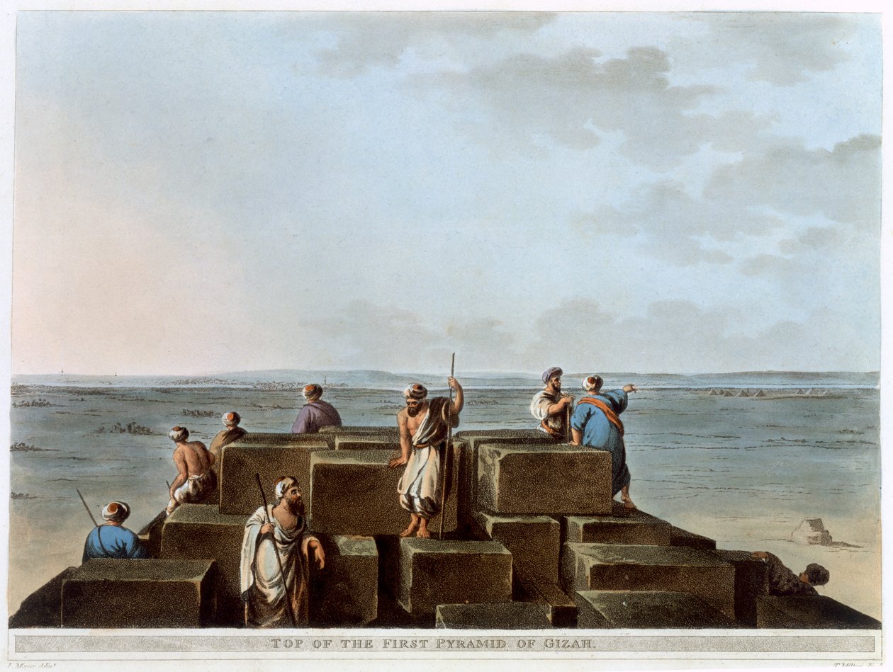 „Szczyt pierwszej piramidy w Gizie”, Egipt, 1802 autorstwa Thomas Milton