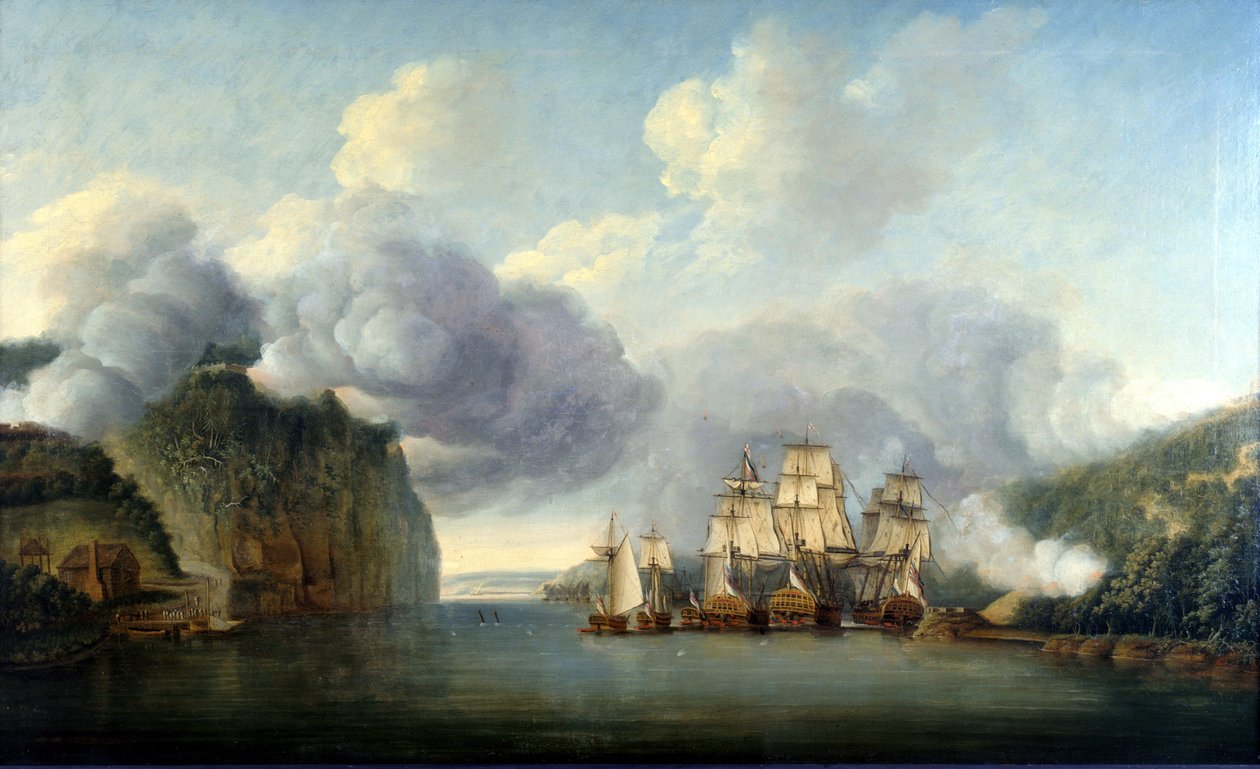 Wymuszenie przeprawy przez rzekę Hudson, 9 października 1776 r. autorstwa Thomas Mitchell