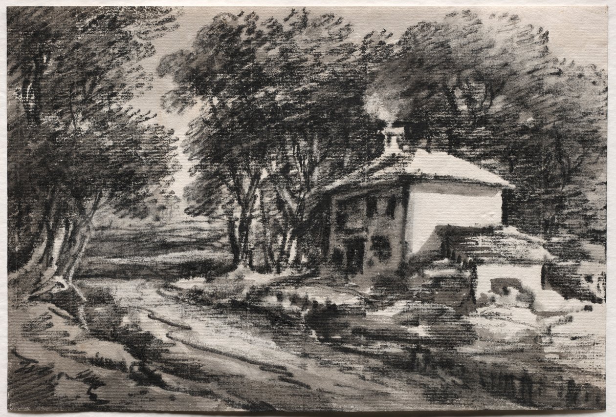 Pejzaż z chatą prostokątną, ok. 1900 r. Lata 20. XIX wieku. autorstwa Thomas Monro