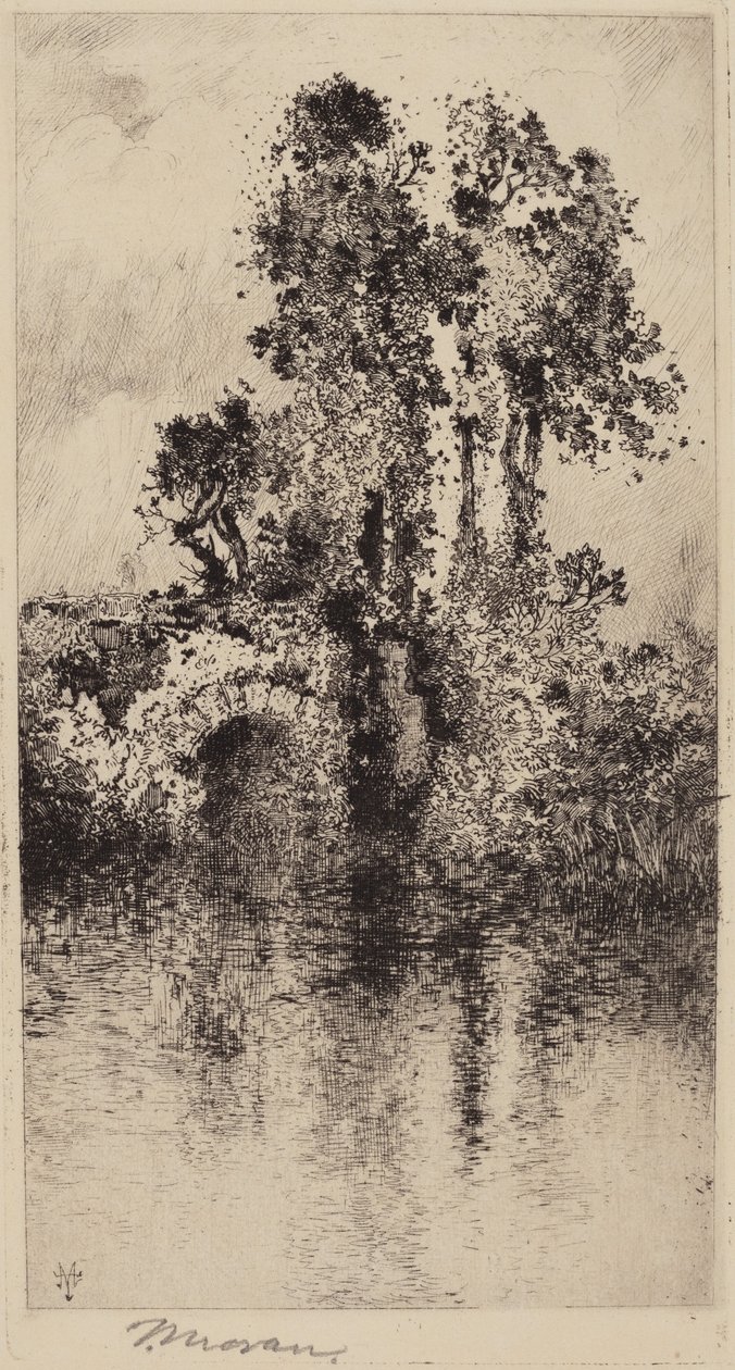Most i drzewa autorstwa Thomas Moran