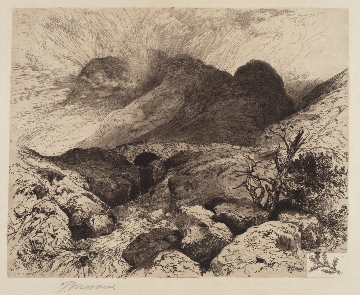 Most na przełęczy Glencoe — Szkocja autorstwa Thomas Moran