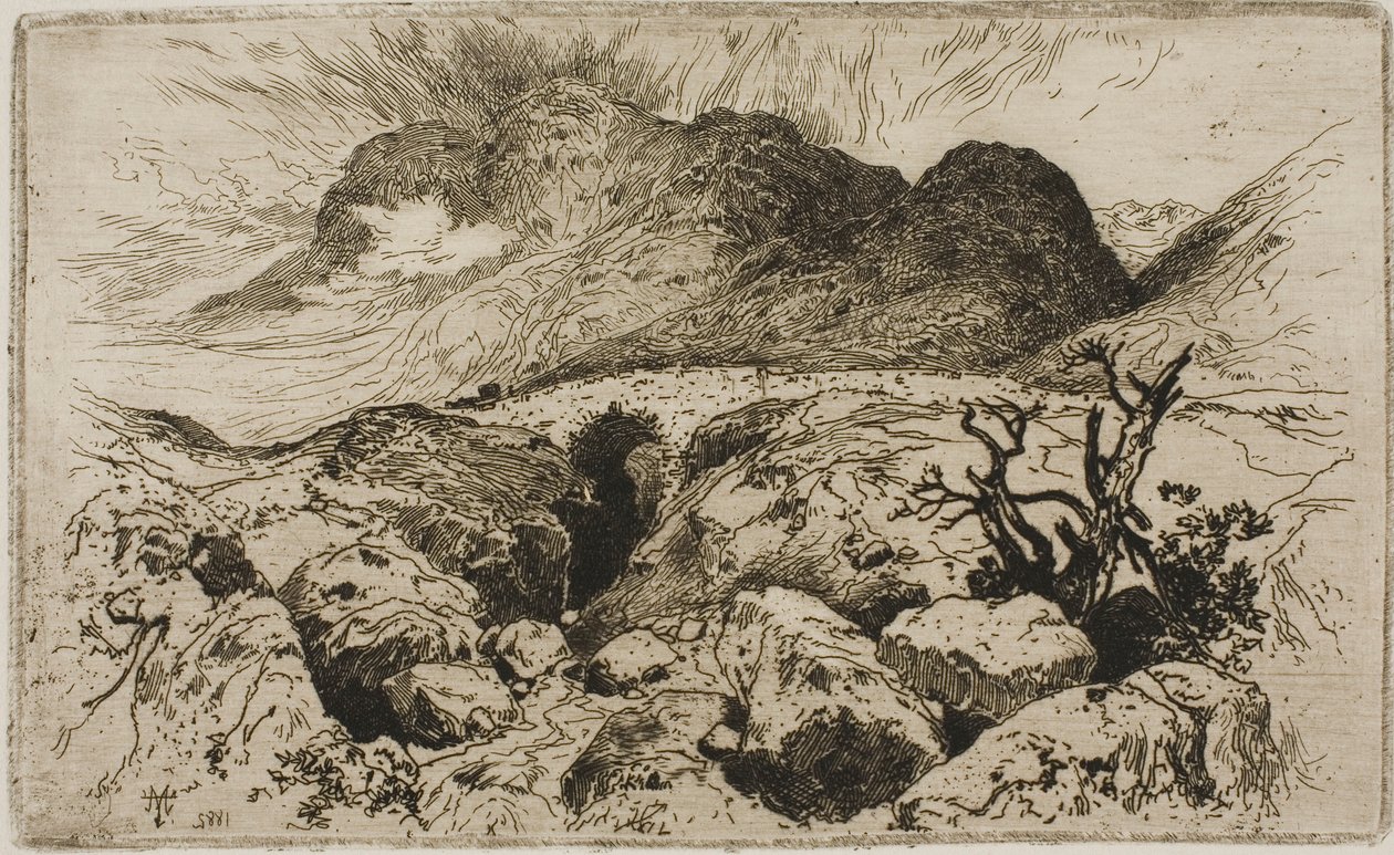 Most na przełęczy Glencoe autorstwa Thomas Moran