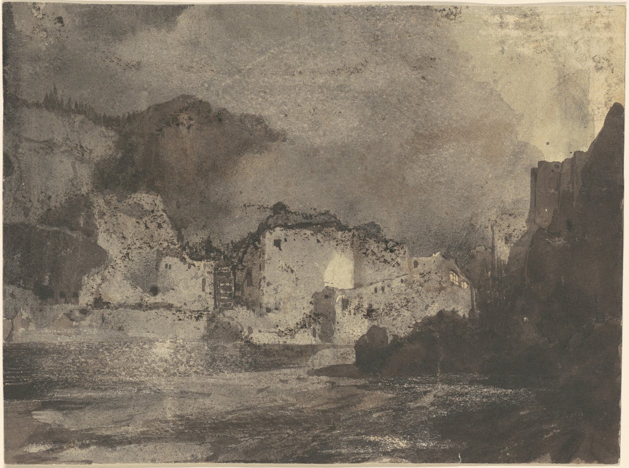 Budynki przy świetle księżyca autorstwa Thomas Moran