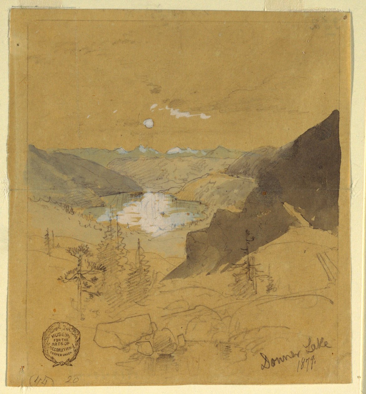 Rysunek, jezioro Donner, 1879 r. autorstwa Thomas Moran