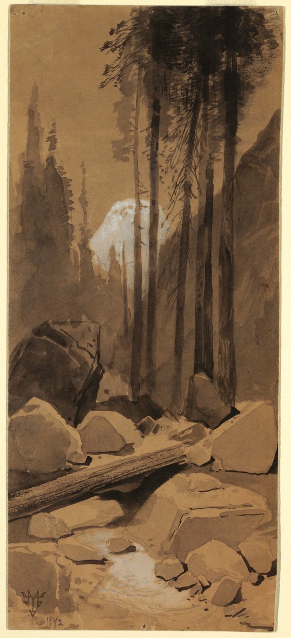 Rysunek, W dolinie Yosemite, 1872 r. autorstwa Thomas Moran